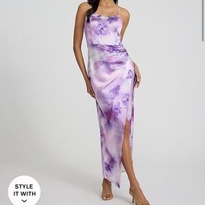 Elegant Purple Floral Dress